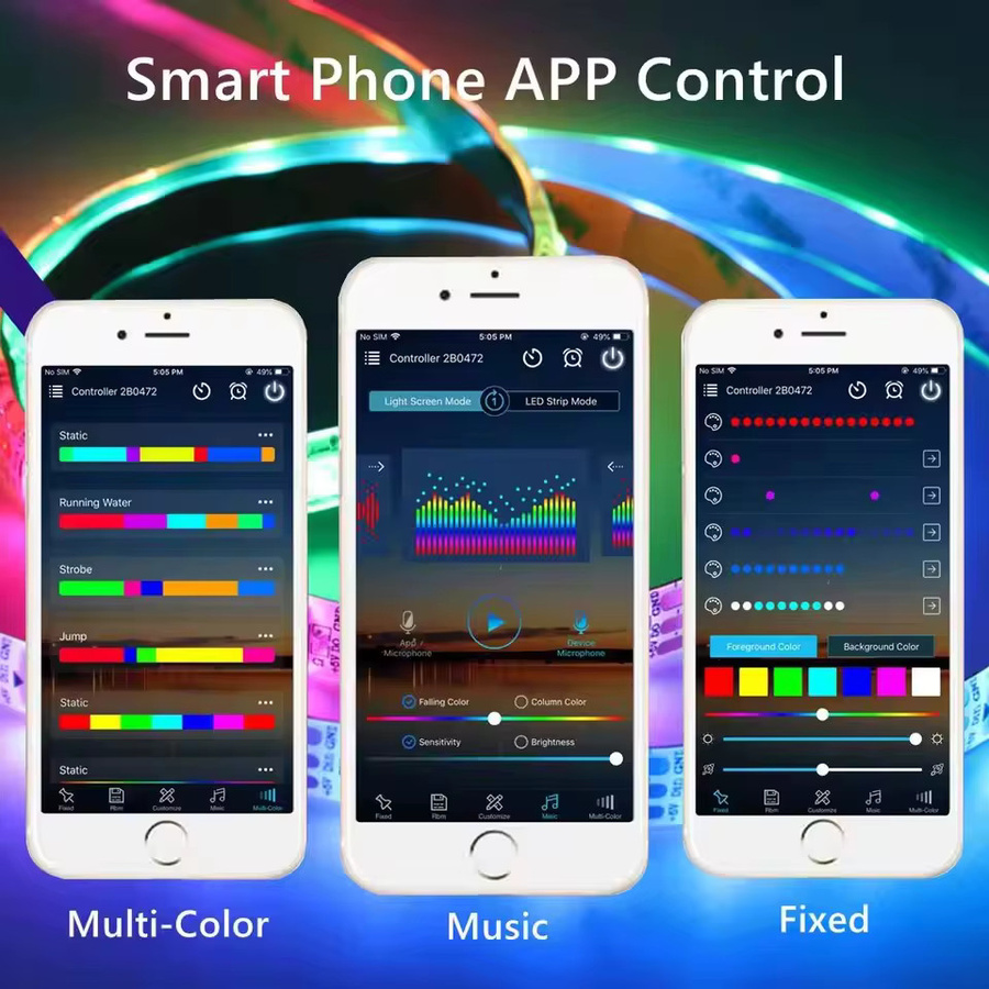 Adiodo RGB-IC Dream Strip Light LED-Leuchte mit Bluetooth App-Steuerung und USB-Anschluss, Multicolour TV-Hintergrundbeleuchtung - Bild 3
