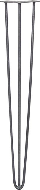 Monstershop Hairpin Tischbeine Set aus Rohstahl mit 3 Streben, 4 Stück, Farbe: Grau/Silber, Höhe: 71 cm - Bild 1