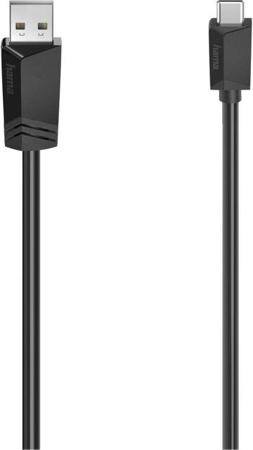 Hama USB-C-Kabel mit USB-A-Stecker auf USB-C-Stecker, USB 2.0, 480 Mbit/s, Schwarz, 0,75 m - Bild 1