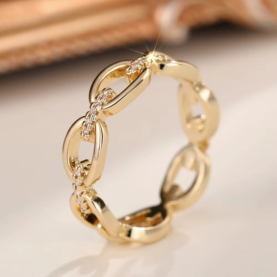 Huitan Damenring, Kettendesign, Zirkonia, Gold - Bild 2