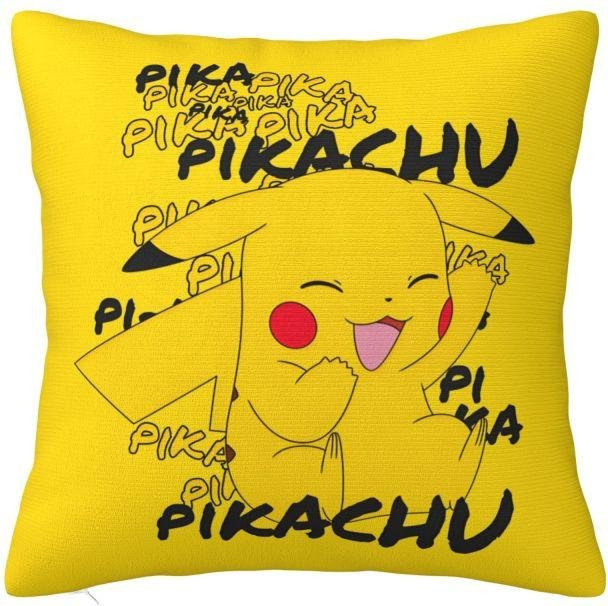 Pikachu Anime Kissenbezug von ZX Blanket in Gelb, Samtdekorationskissen mit Manga-Motiv, B/T/H: 40 x 40 x 0 cm - Bild 1
