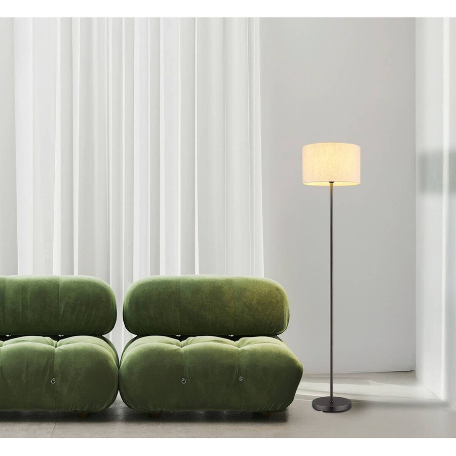 GLOBO Stehlampe aus Metall und Leinen in Creme und Schwarz, Höhe: 160 cm, Durchmesser: 35 cm, E27 - Bild 2