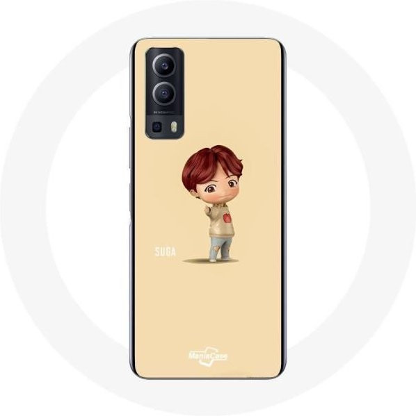 MANIACASE Handyhülle für Vivo Y72 mit BTS TinyTAN Animation Suga in Schwarz oder Beige - Bild 1