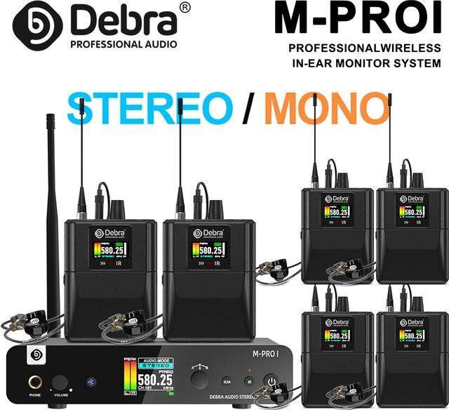 Debra M-PRO Stereo UHF Drahtloses In-Ear Monitoring System mit Bluetooth 5.0 in Schwarz - Bild 1