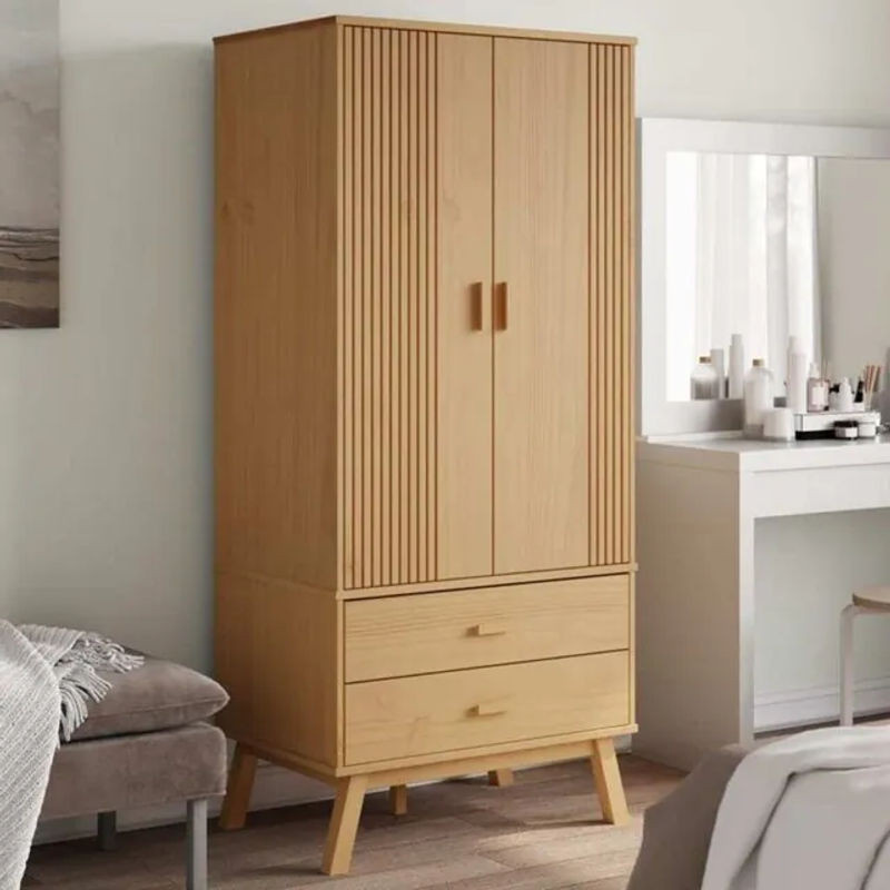 Kleiderschrank Olden von Vidaxl aus Kiefer Massivholz in Braun, Skandinavisch und Klassisch, B/T/H: 76,5 x 53 x 172 cm - Bild 1