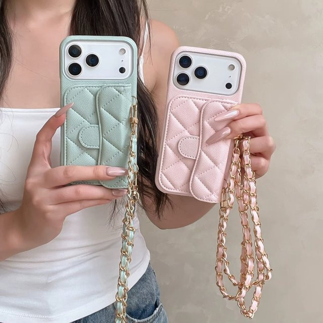 Luxuriöse Umhängetasche in Weiß mit Kartenhalter und Lederband für iPhone 13, 14, 15, 16 und 17 Pro Max - Bild 1