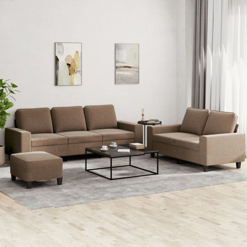 3-tlg. moderne Sofagarnitur aus Stoff in Braun von Vidaxl - Bild 1