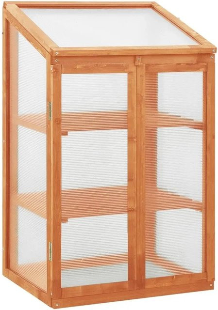 vidaXL Gewächshaus aus Tannenholz mit Klappdeckel und 2 Regalen, B/T/H: 45 x 45 x 100 cm - Bild 1