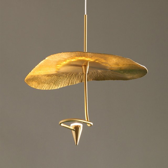 Moderne LED Hängelampe aus Kupfer von JIANKEXING in Kupfer und Gold für Wohnzimmer, Restaurant, Küche oder Schlafzimmer - Bild 1