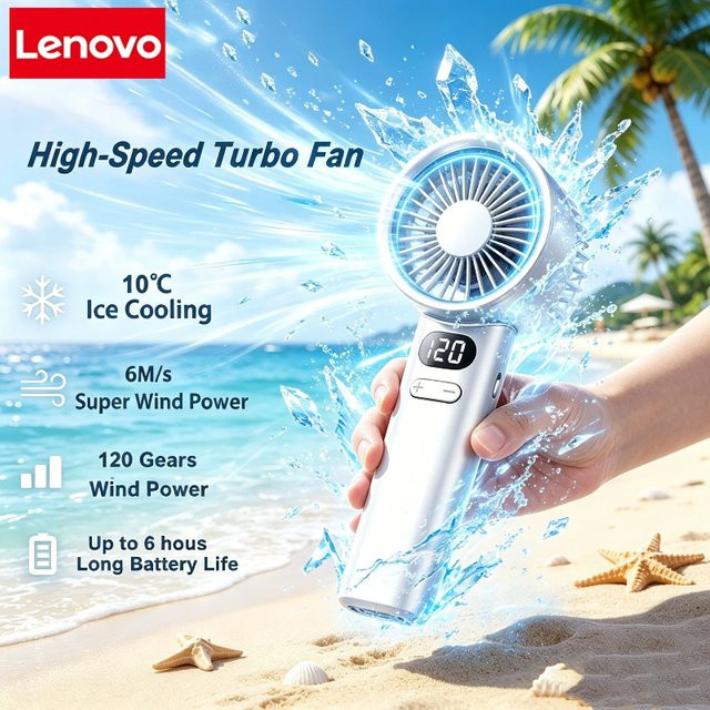 Lenovo Ultra Handventilator Mini mit 100 einstellbaren Windgeschwindigkeiten und USB-Aufladung - Bild 1