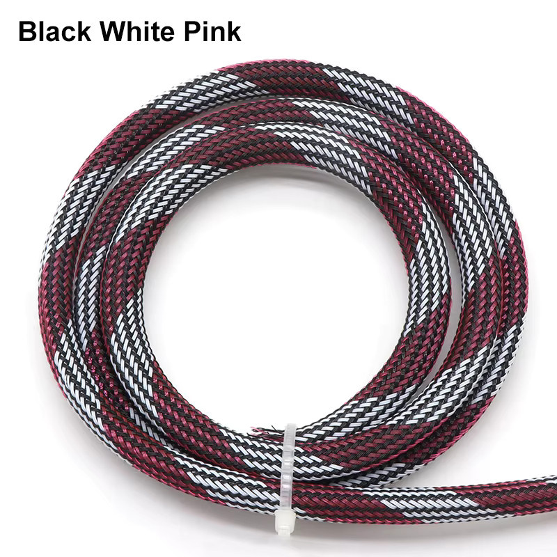 Erweiterbare PET-Kabelhülse aus hochdichtem Geflecht zum Schutz von Drähten und Kabeln, Durchmesser: 2 mm bis 25 mm, Farben: Schwarz, Weiß, Pink - Bild 2