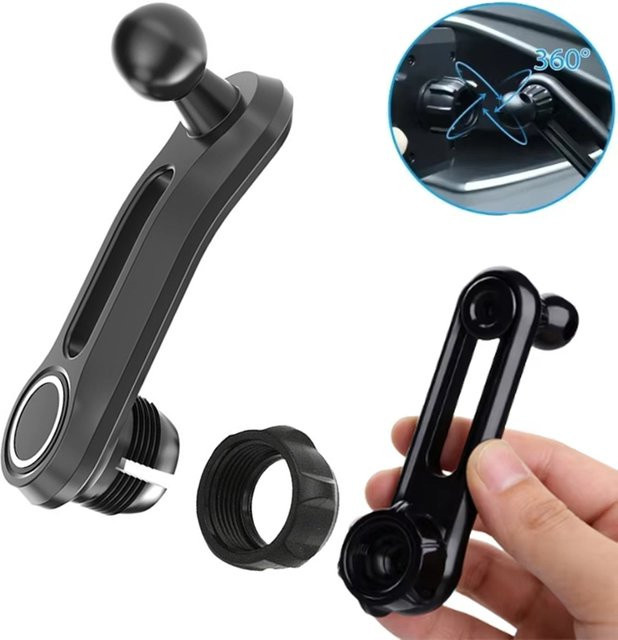 BRYNTHORX Auto-Handyhalterung mit 17mm Rundhalterungsadapter und Verlängerungsarm für Lüftungsschlitze, Schwarz - Bild 1