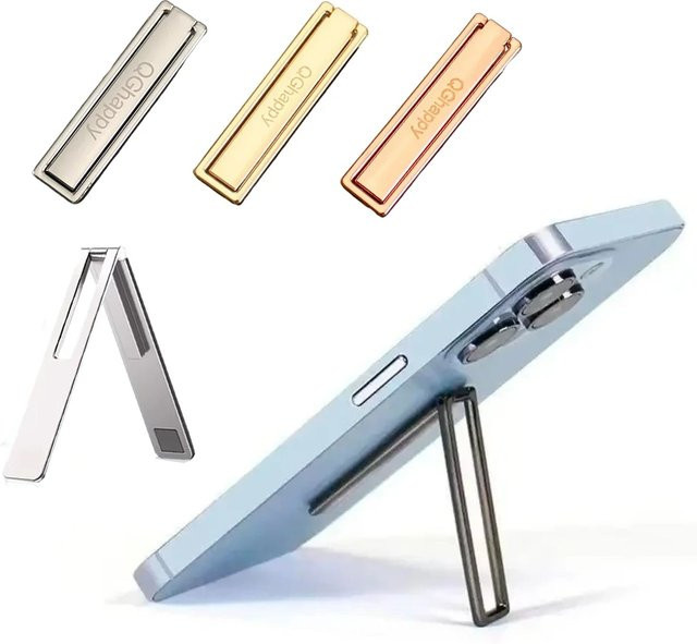 YTDMEN Ultradünner Handyhalter aus Metalllegierung, faltbarer Desktop-Handyständer in Silber - Bild 1
