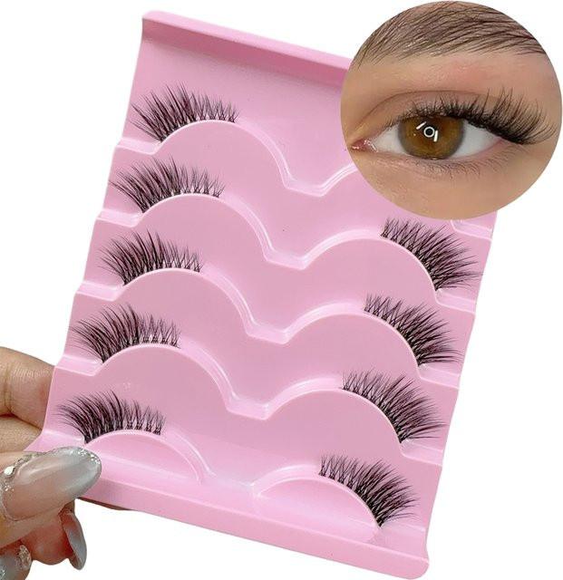LIMEIKAI Falsche Wimpern, halbe Wimpernverlängerung, natürlich, 5 Paar - Bild 1