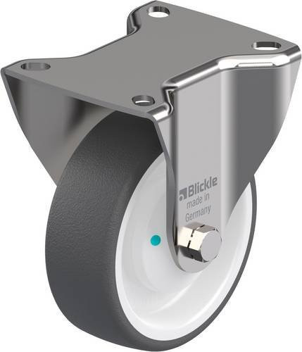 Blickle Bockrolle BX-POTH 100KAD aus Edelstahl und Kunststoff, Rad-Durchmesser: 100 mm, Tragfähigkeit (max.): 250 kg, poliert, grau/weiß - Bild 1