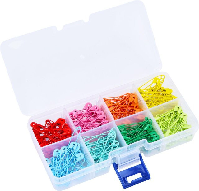 240 Stück bunte Sicherheitsnadeln aus Edelstahl von OutsideWorld, 32 mm, pink und mehrfarbig, ideal als DIY Näh- und Quiltwerkzeug - Bild 1