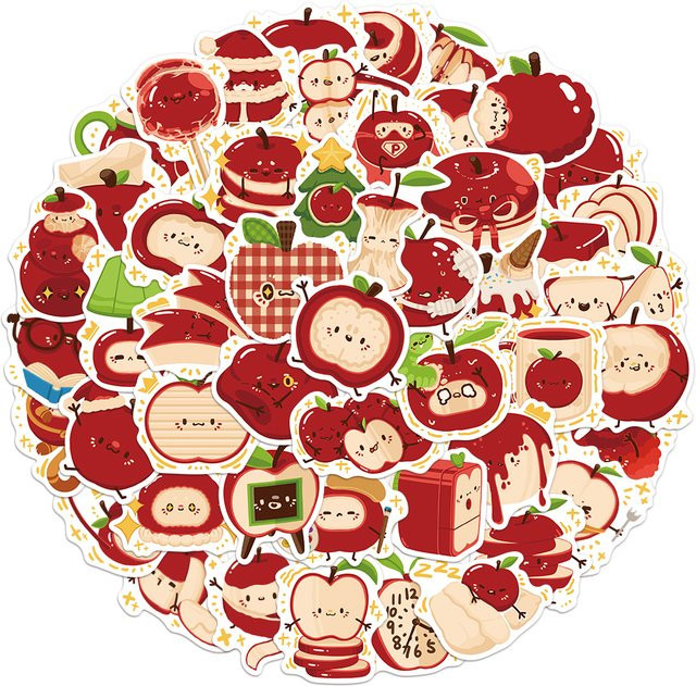 50 Stück Cartoon Apple Paradise Aufkleber Set in Multicolour für DIY Dekoration von Telefonhüllen, Laptops, Wasserflaschen und Taschen - Bild 1