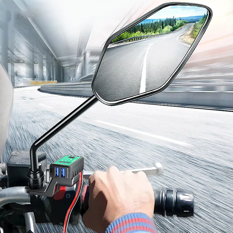 MOJOYCE Dual-USB-Motorradladegerät mit 12V SAE zu USB-A Adapter, wasserdicht, Schwarz - Bild 3