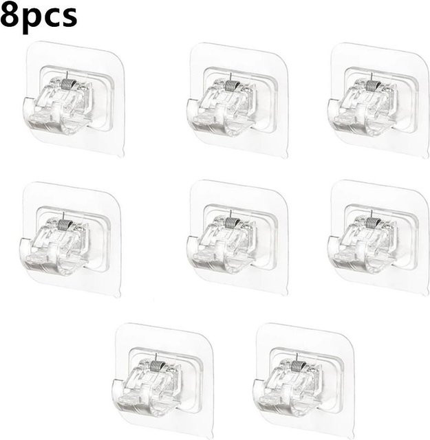 Yiran bag Set mit selbstklebenden Cliphaken für Vorhangstangen und Fenstergardinen, transparent, Kunststoff - Bild 1