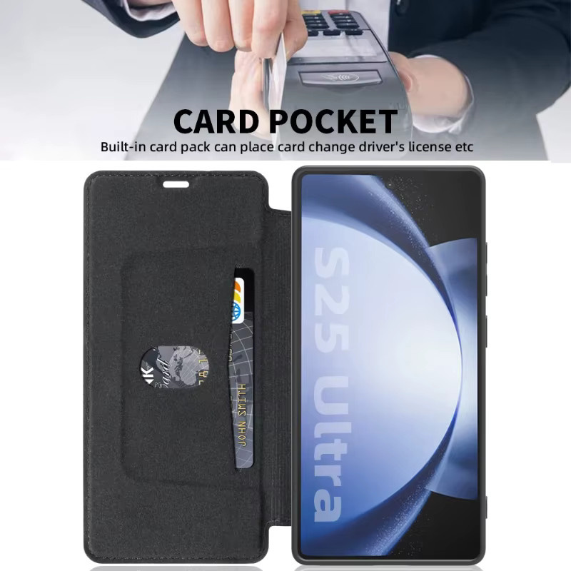 Weiches Silikon Flip Case für Samsung Galaxy S25 Ultra S24 Plus S23 S22 mit Kartenhalter in Lila - Bild 2