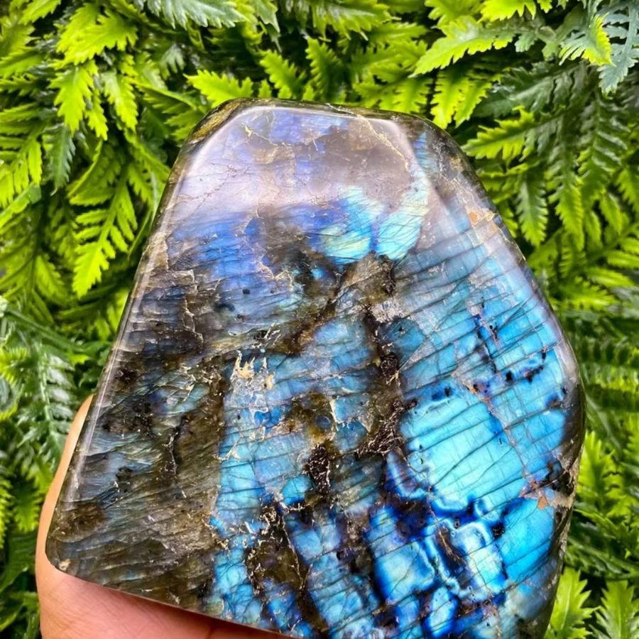 Hochwertiger Labradorit Edelstein in Blau von CrystalHola als polierte Freiform mit blauem Blitz - Bild 3