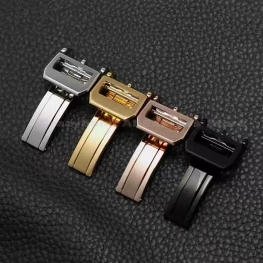 Faltschließe 316L-Edelstahl, Roségold-Gummi-Lederarmband, 18 mm - Bild 2