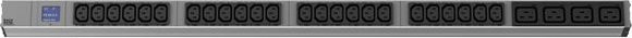 Bachmann IT PDU Basic Stromverteilungseinheit für Rack, 400 V, 3 Phasen, Eingang CEE 7/7, 30 Ausgänge (IEC 60320 C13 und C19), 1U, Schwarz/Grau - Bild 1
