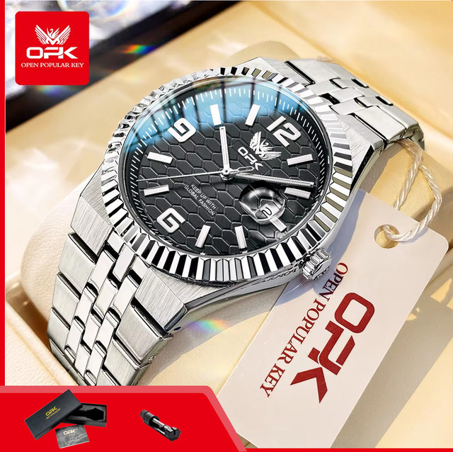 OPK Armbanduhr, Digitaluhr, Quarz, Edelstahl, Schwarz, Herren - Bild 1