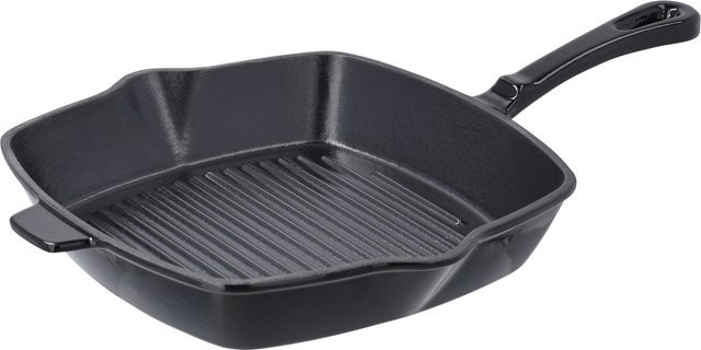 SILVERCREST® Grillpfanne aus emailliertem Gusseisen, Durchmesser: 24 cm, Schwarz - Bild 1