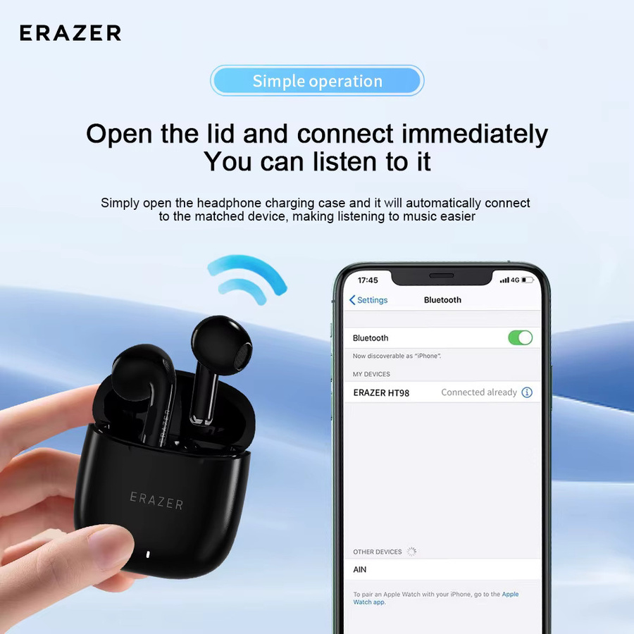 Lenovo HT98 Kabellose Bluetooth In-Ear Kopfhörer mit intelligenter Anrufgeräuschunterdrückung und geringer Latenz in Weiß - Bild 2