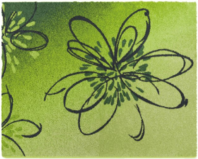 Badematte LUSIA mit floralem Design in Grün und Grau, rechteckig, schnelltrocknend und rutschfest - Bild 1