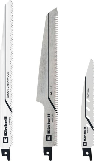 Einhell 3-teiliges Sägeblatt-Set für Stichsägen zum Schneiden von Holz und Metall in Rot, Grau und Silber - Bild 1