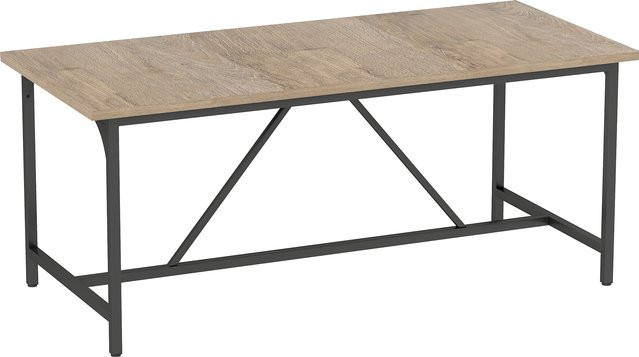 HOMCOM Rechteckiger Esstisch für 6-8 Personen in Holzoptik mit schwarzen Stahlbeinen, Farbe: Braun, B/T: 180 x 80 cm - Bild 1