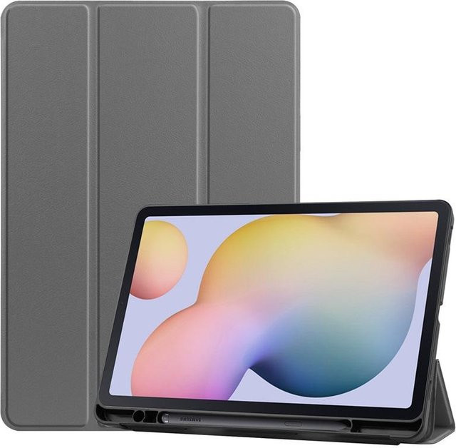 Samsung Galaxy Tab S6 Lite 10.4 Hülle mit Ständer und Stifthalter in Grau für SM-P610 P620 P619 (Modell 2024) - Bild 1