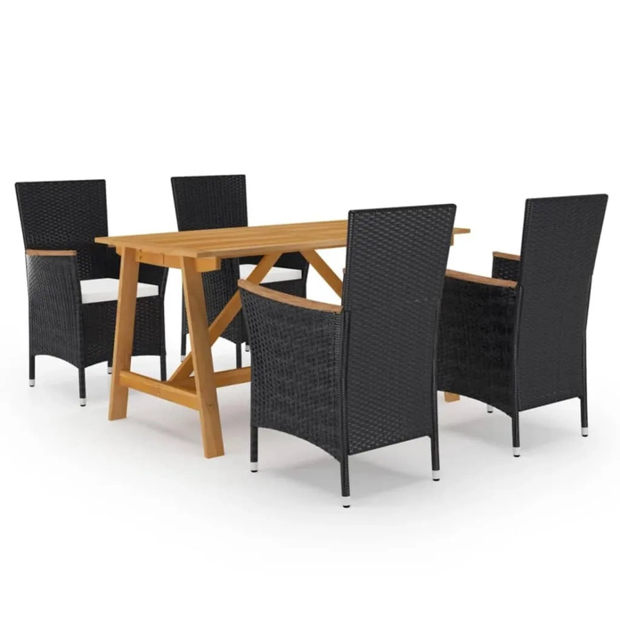 vidaXL 5-tlg Garten-Essgruppe Modell 32 aus Akazien-Massivholz in Schwarz - Bild 2