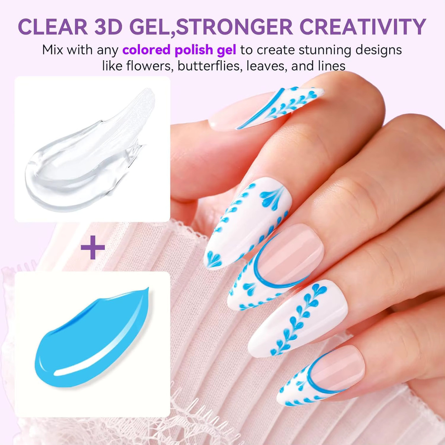 QAZIXU 3D Gel Nail Art Sculpting Gel, Glänzend - Bild 2