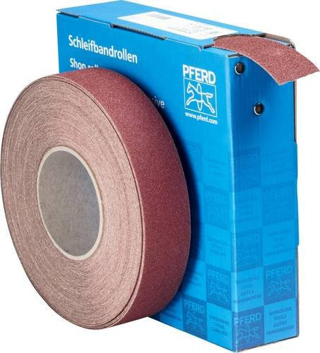 PFERD Korund Schleifbandrolle SBR für universelle Anwendung, Körnung 60, Farbe Braun, Breite: 3,8 cm, Länge: 25 m - Bild 1
