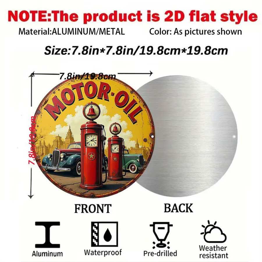 Vintage Tankstelle Schild Potdemiel Retro Motoröl Dekoration aus Aluminium und Metall für deine Wandgestaltung - Bild 2