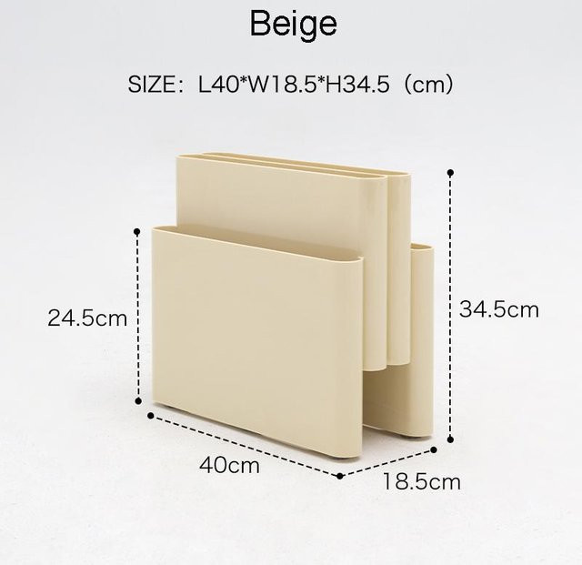 Yiran Furniture Zeitungsständer Nordic Design aus Kunststoff in Beige mit vier Taschen, freistehend, B/T/H: 40,0 x 34,5 x 18,5 cm - Bild 1