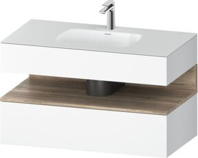 Duravit Qatego Einbauwaschtisch-Möbel-Set in Weiß mit Marmor-Optik, B/T/H: 100 x 55 x 60 cm - Bild 1