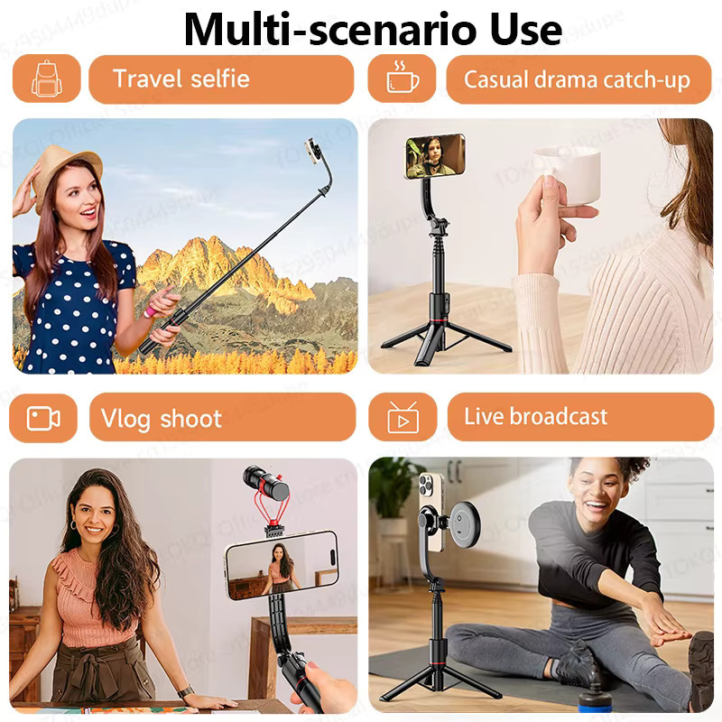 TOKQI Magnetischer Smartphone-Halter mit ausziehbarem Selfie-Stick und kabelloser Bluetooth-Fernbedienung in Schwarz - Bild 6