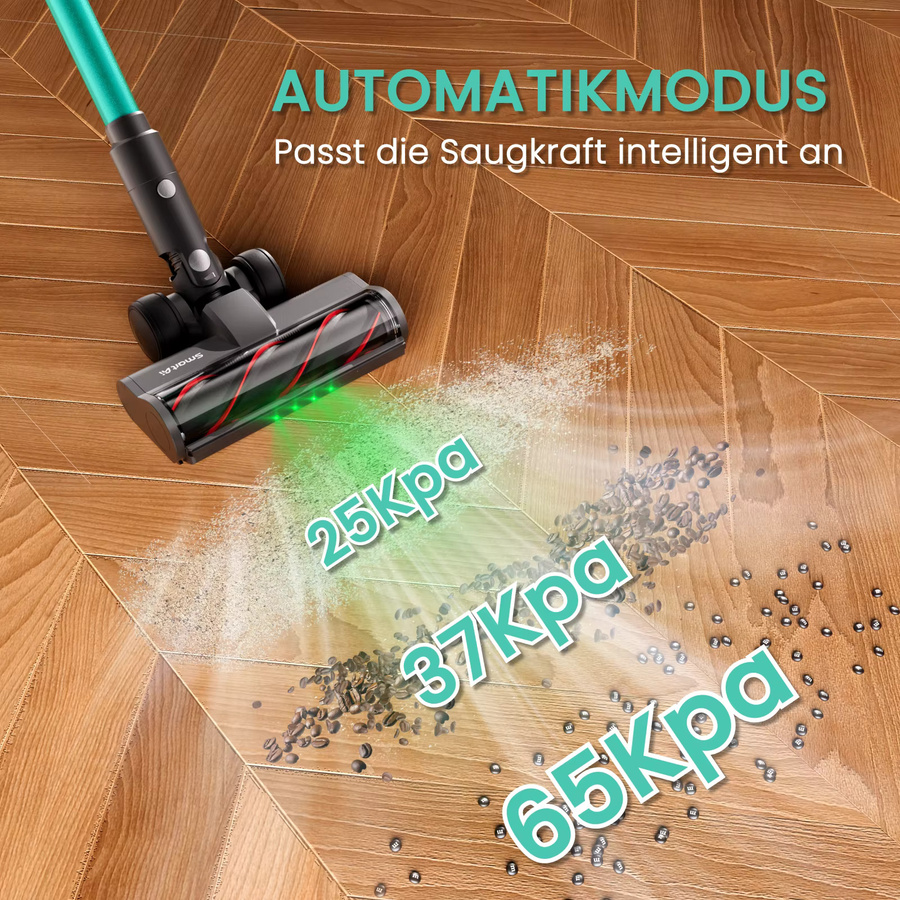 SmartAI V5Pro V5 Kabelloser Staubsauger mit 55KPA Saugkraft, 600W Motor, 24000mAh Akku und 80 Minuten Laufzeit, Beutelloser Akku-Staubsauger mit Mehrfachzubehör für Sofa und Haushalt - Bild 4