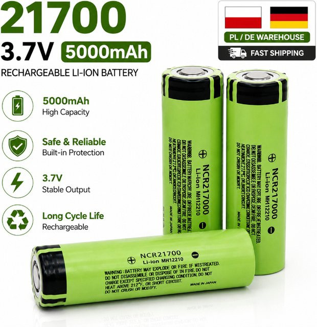 Makita 21700 Li-Ionen-Akku 3,7V 5000mAh 40A Wiederaufladbare Hochleistungs-Lithium-Energiezelle in Grün - Bild 1