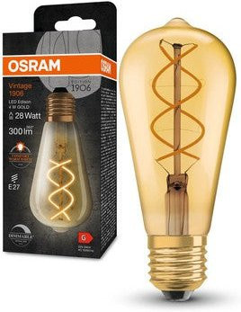 Osram Vintage-Edition LED-Lampe E27 ST64, dimmbar, klares Glas, 28 Watt Ersatz, 2000 Kelvin Comfort Warmweiß, transparent - Bild 1