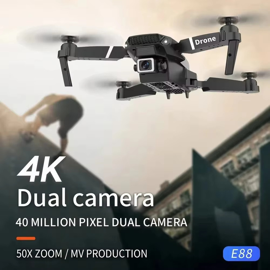 E88PRO Drohne mit 8K Dual Kamera und 5G WiFi für professionelle HD Luftaufnahmen in Schwarz - Bild 1