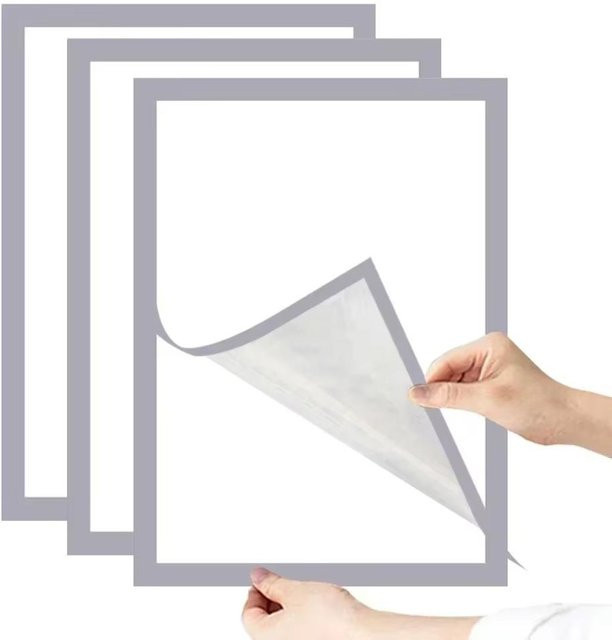 3er Set Keyuin Magnetische Bilderrahmen Quadratisch in Silber, Tragbare Poster- und Fotorahmen für A4 - Bild 1