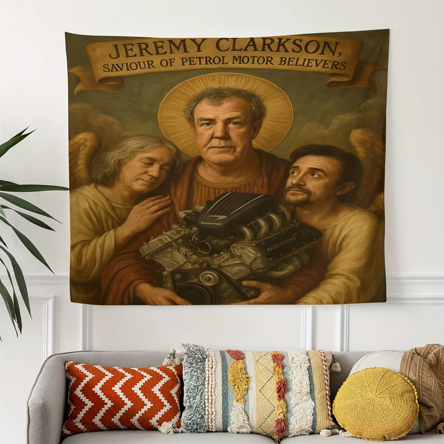 VIKAMA Jeremy Clarkson Parodie Wandteppich im Retro-Ölgemälde-Stil, Mehrfarbig, B: 60 cm, H: 40 cm - Bild 2