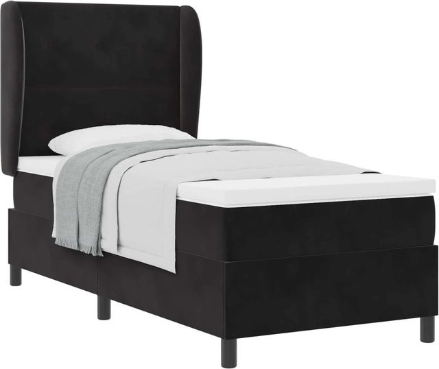 vidaXL Boxspringbett mit Matratze und Taschenfederkern in Schwarz, B/T/H: 100 x 200 x 140 cm - Bild 1