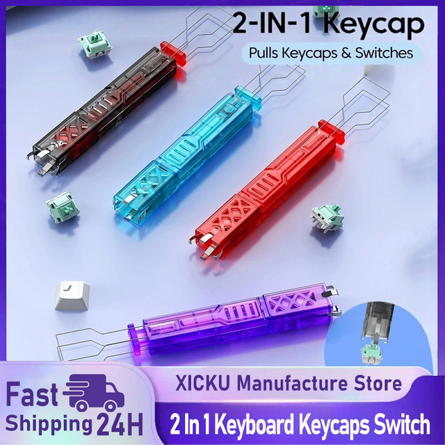 XIKCU 2-in-1 Tastenkappen- und Schalter-Abzieher in Pink, universelles Tastatur-Zubehör-Set zum Entfernen von Keycaps und Switches - Bild 1