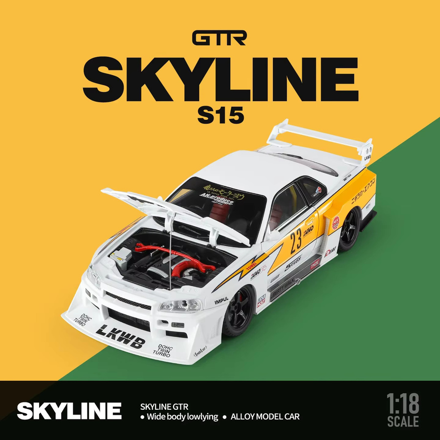 WELLY GTR R34 Skylin S15 LBWK Legierung Auto Modell, 1:18, mit Sound und Licht - Bild 2